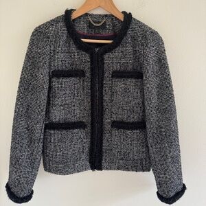J. Crew Black and Gray Tweed Lady Jacket Blazer